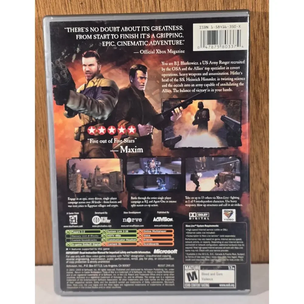 Wolfenstein Tides of War Platinum Hits Xbox CIB Complete